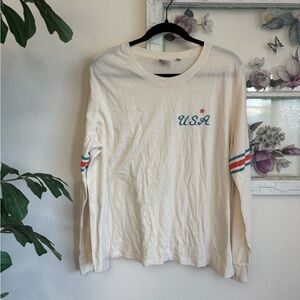 Junk Food Clothing Cream USA Long Sleeve Shirt
